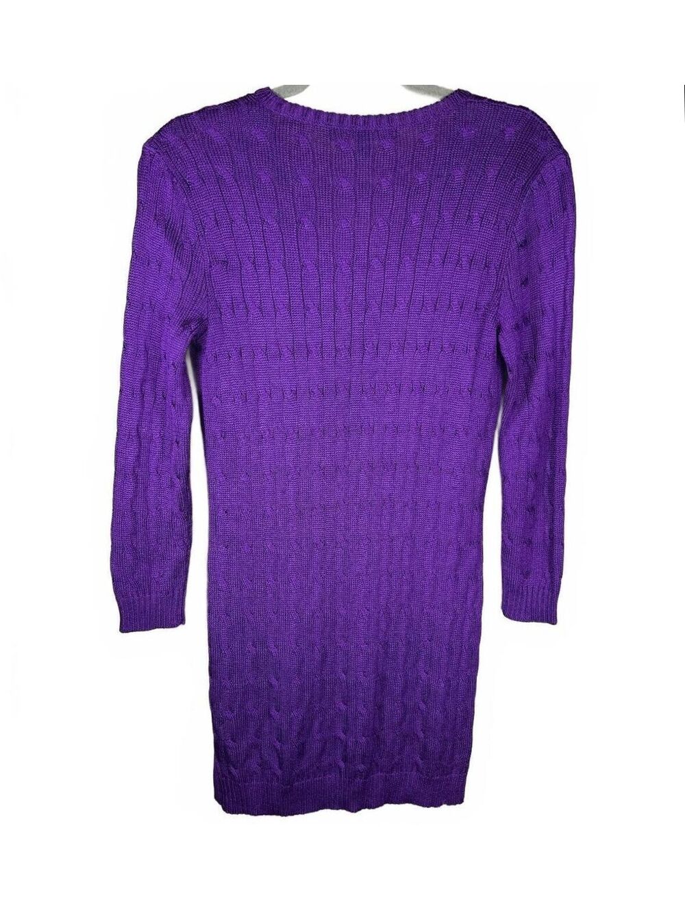 Ralph Lauren Black Label Silk Purple Knit Mini Dress V-Neck Sweater Tunic M - Picture 4 of 8